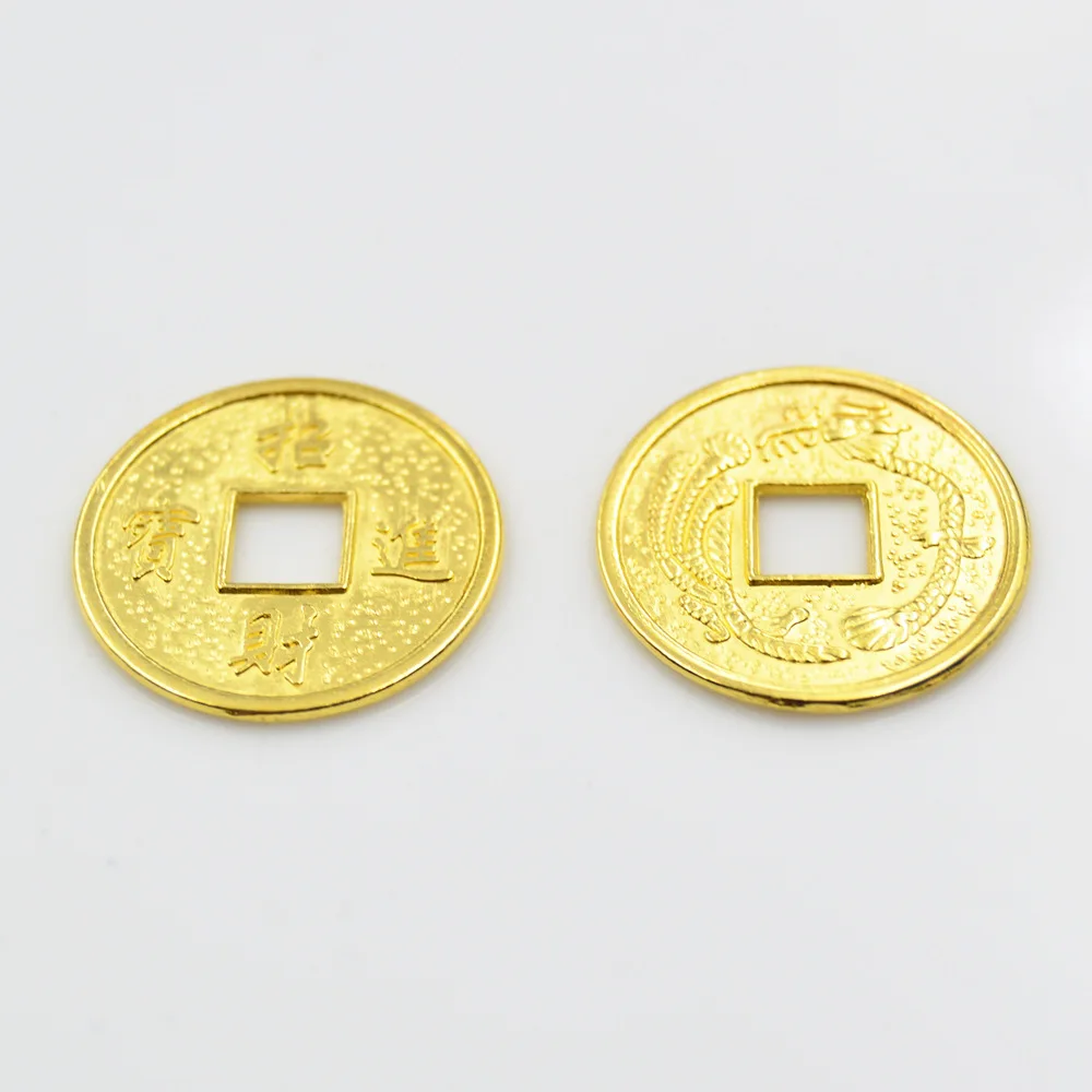 Китайская Золотая старинная монета фэн-шуй 20 мм удача драконы античное богатство