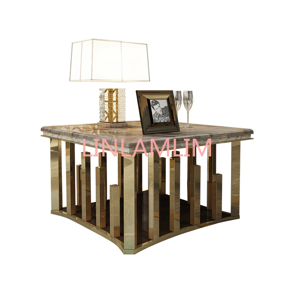 

Natural marble Stainless steel Coffee Table Living Room Home Furniture minimalist modern rectangle mesas de centro table basse