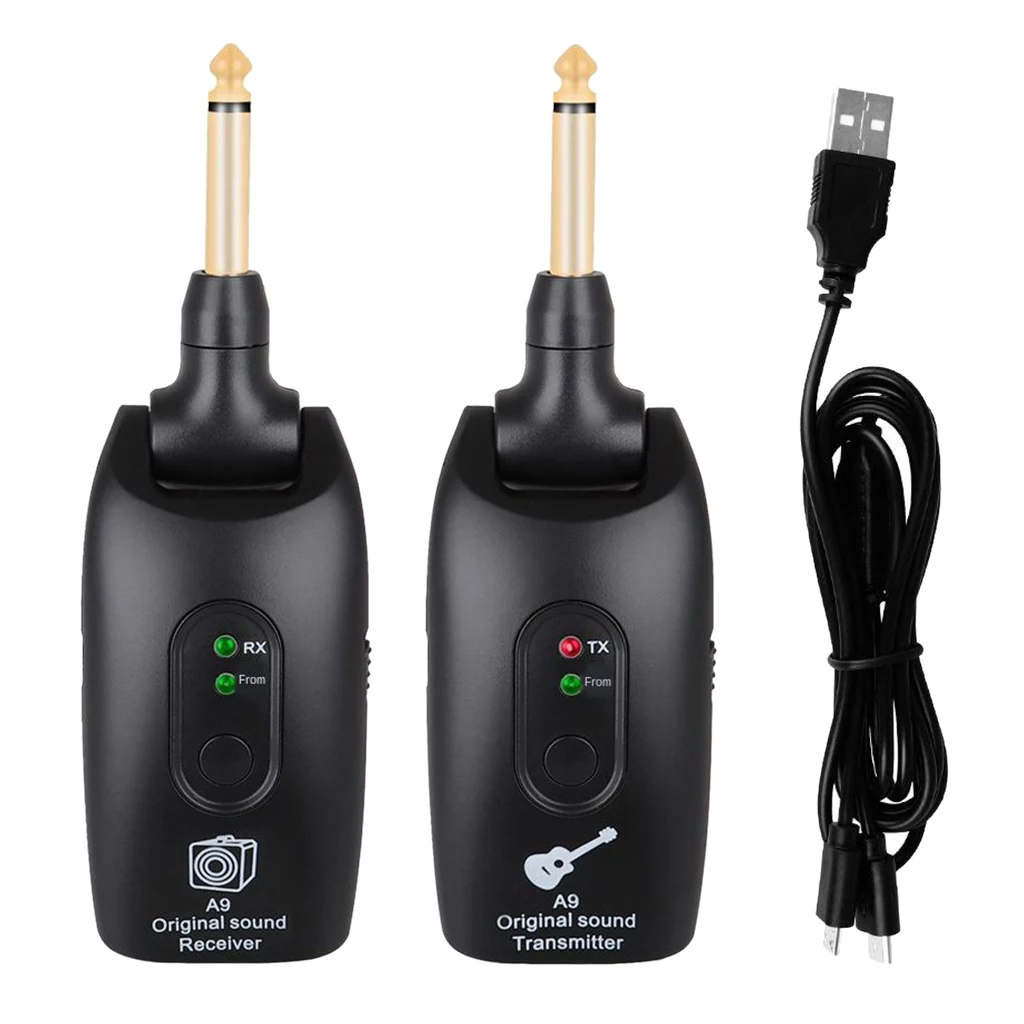 

2.4GHZ Wireless Guitar Bass Transmitter Receiver System USB Pickup Amplifier Digital Violin Guitar Rechargeable Transmitter