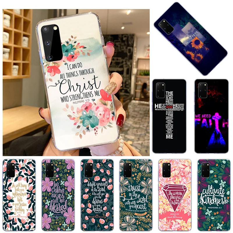 

Soft TPU Phone Case For Samsung Galaxy S21 Ultra S20 FE 5G S10 Lite S8 S9 Plus S7 Bible Jesus Christ Verse Silicone Cases Cover