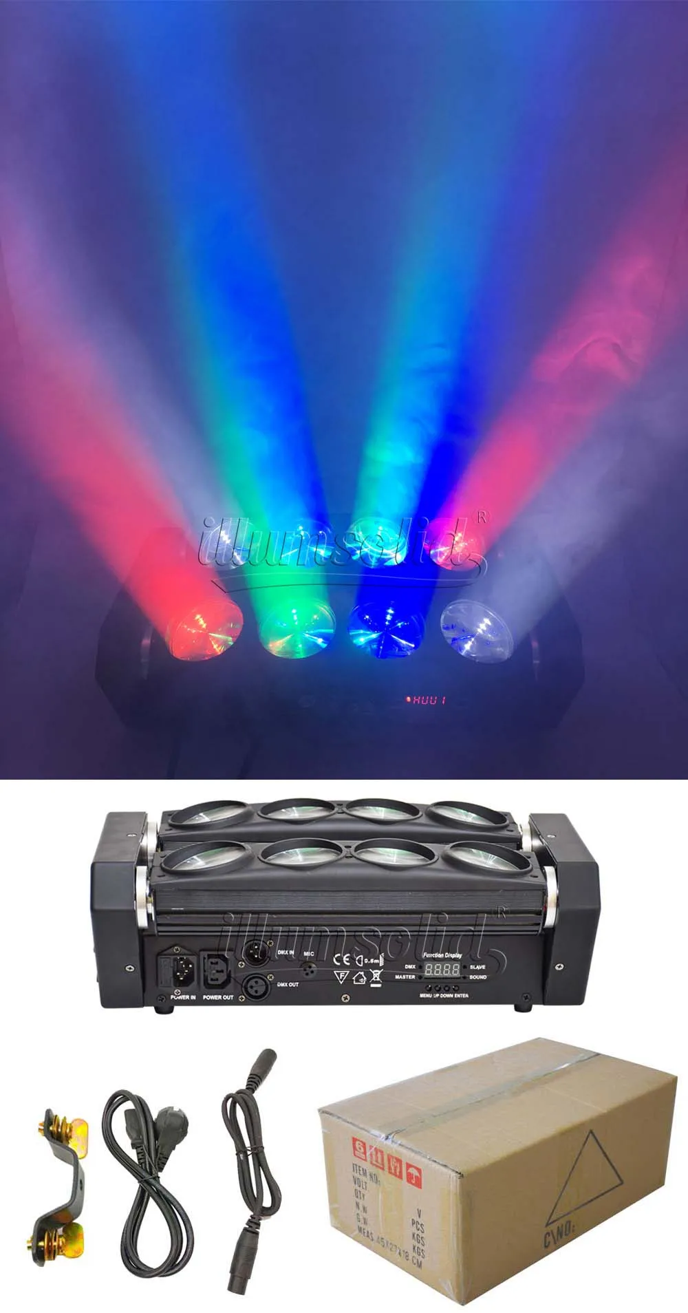 Новое поступление 8x12 Вт Светодиодный светильник паук RGBW DMX512 Звуковое управление диско светильник s 2 шт./лот