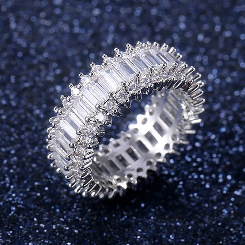 

USTAR Luxury full Inlay shiny Cubic zirconia finger wedding rings for women fashion jewelry engagement rings female anel