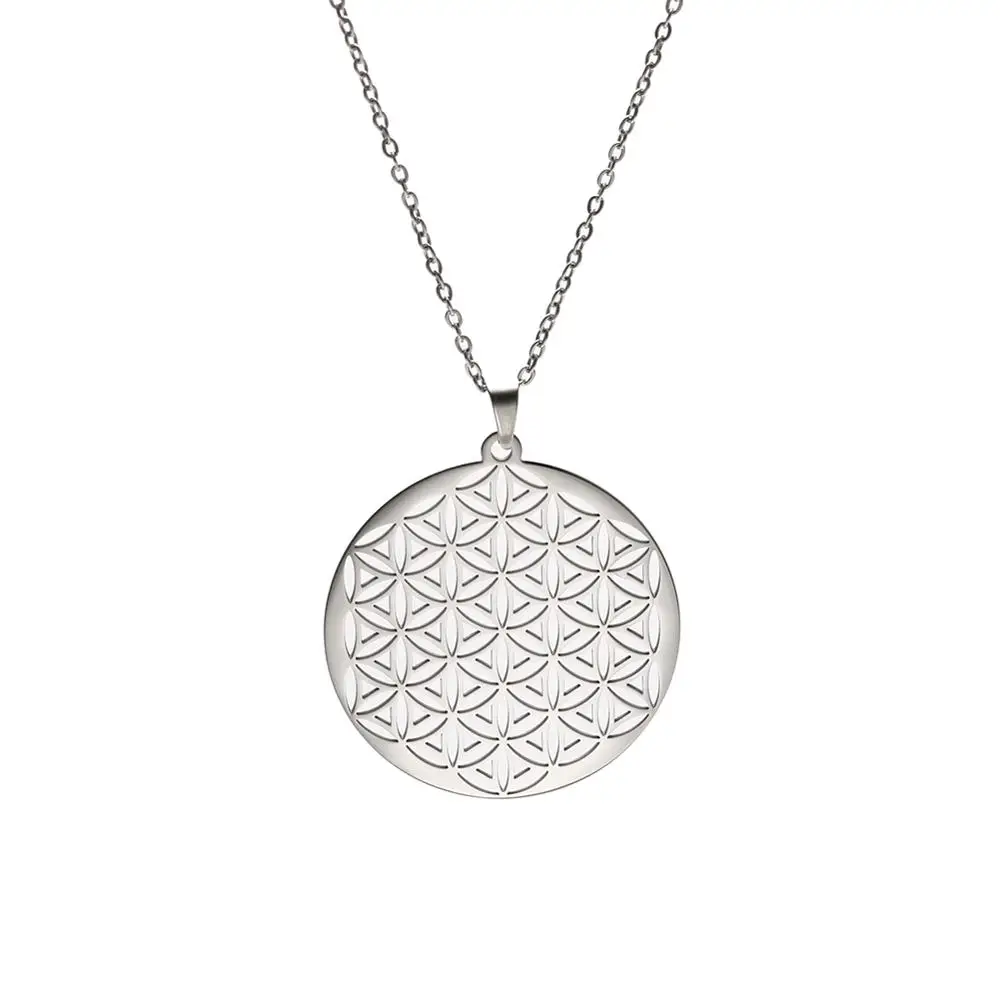 Style2-Silver My shape цветок жизни из нержавеющей стали полый круглый ювелирный кулон ожерелье чокер Серебро Золото женское ожерелье подарок - Окраска металла: Style2-Silver