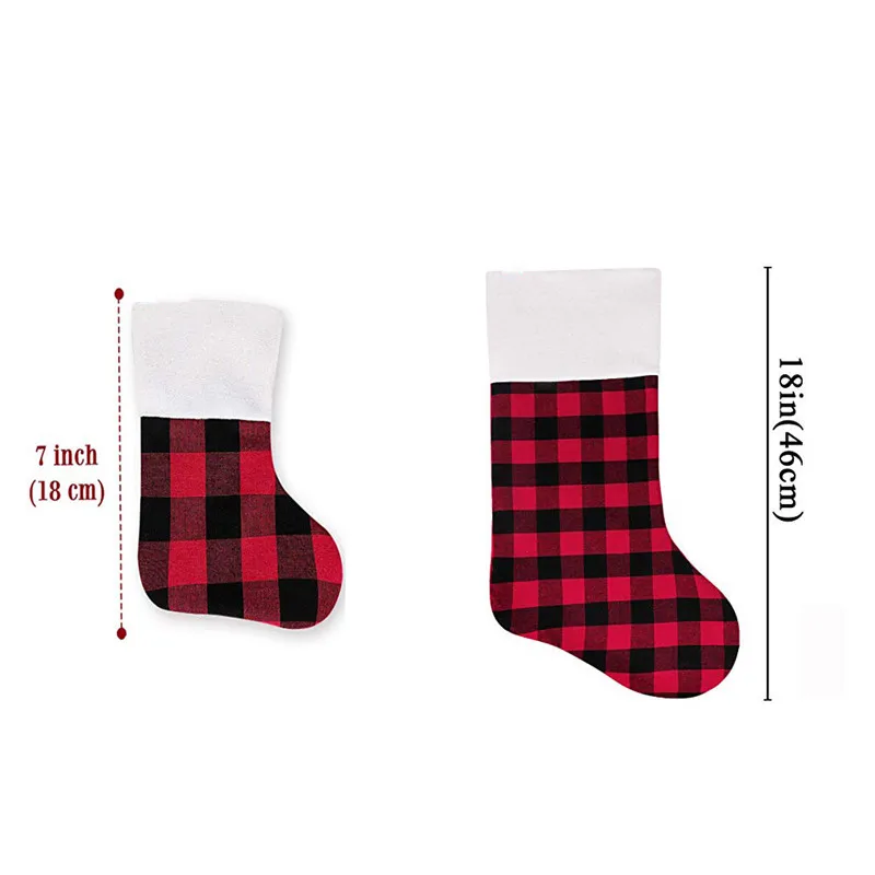 Рождественские Мини чулки клетчатая плюшевая манжета Декор Подарочный мешок