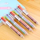 Разноцветная шариковая ручка, 6 цветов, ручка-пресс, цветная индивидуальная средняя масляная ручка, канцелярские принадлежности для студентов