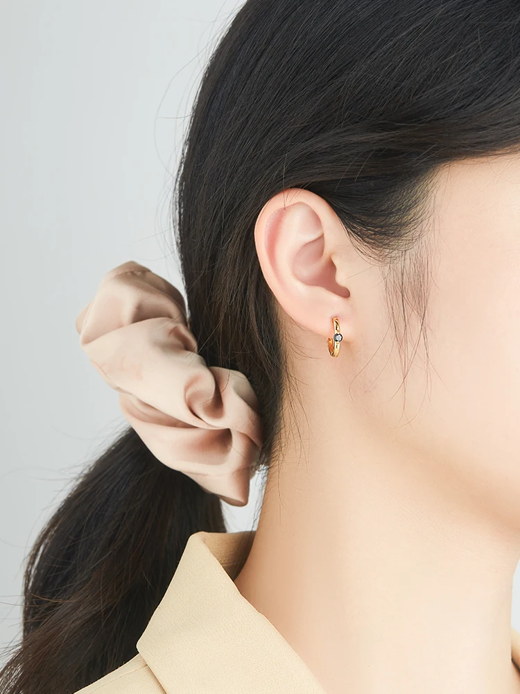 

ZEMIOR Real 925 Sterling Silver Simple Round Hoop Earrings For Women Gold Color Small Ear Buckles Earring Silver Jewelry Gift