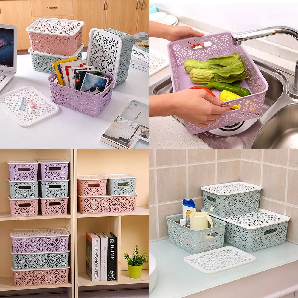 Пластиковый полый многослойный ящик для хранения с крышкой 2 размера одежды