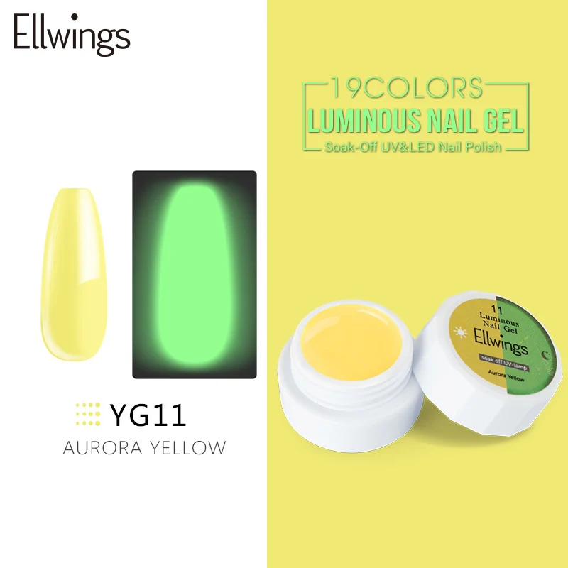 Ellwings 1 шт. флуоресцентный неоновый дизайн для ногтей лак светится в темноте УФ Гель-лак для ногтей Светящийся лак светящийся гель светильник акриловый гель - Цвет: YG11