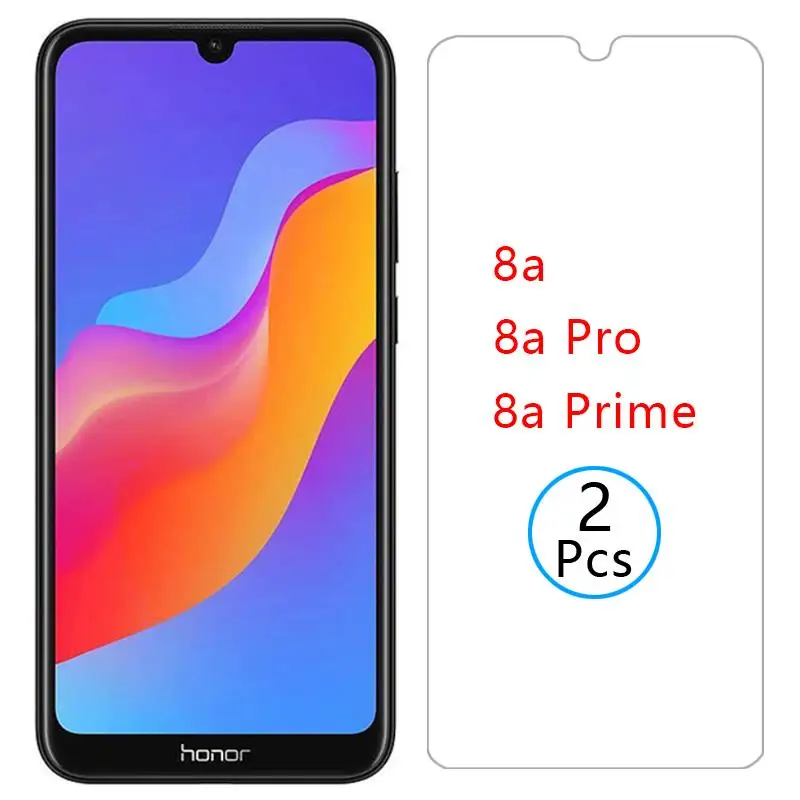 

2pcs protective glass on hd for honor 8a prime pro screen protector tempered glas for huawei honor8a honer 8 a a8 8apro film
