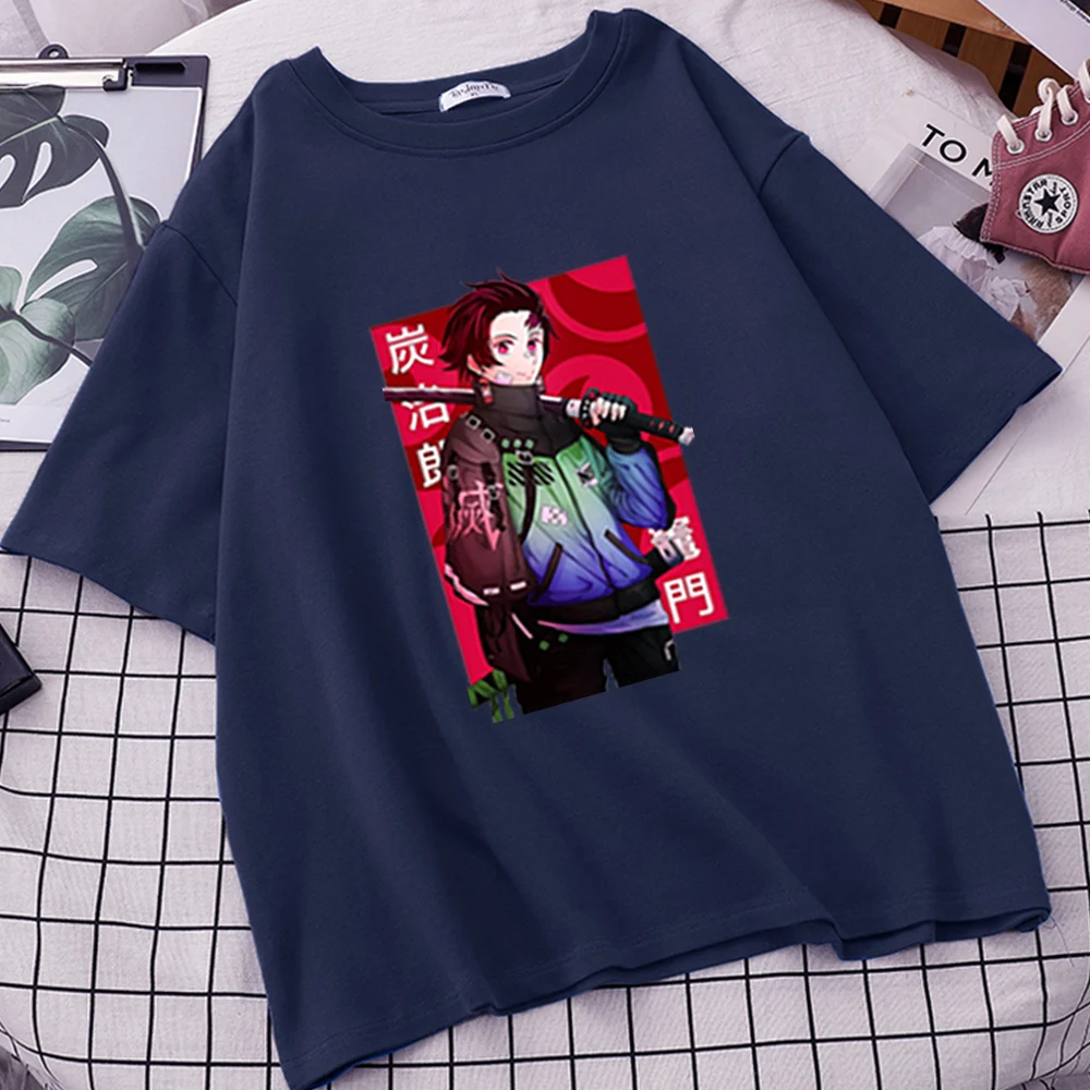 

Women Demon Slayer Tshirts Zenitsu Agatsuma Popular Brands T-shirt High Quality Design T Shirts Camisetas Short Sleeve Tee Mujer
