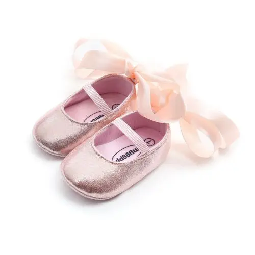 

Newborn Baby Girls Crib Shoes Soft Sole Anti Slip First Walker Solid Color Lace Up Bowknot Princess Shoes Casual Prewalker Shoes