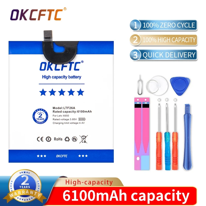 

Original High Quality LTF26A 6100mAh Large Capacity Li-ion Backup Battery For LeTV LeEco Le Pro 3 AI X650 Smart Phone