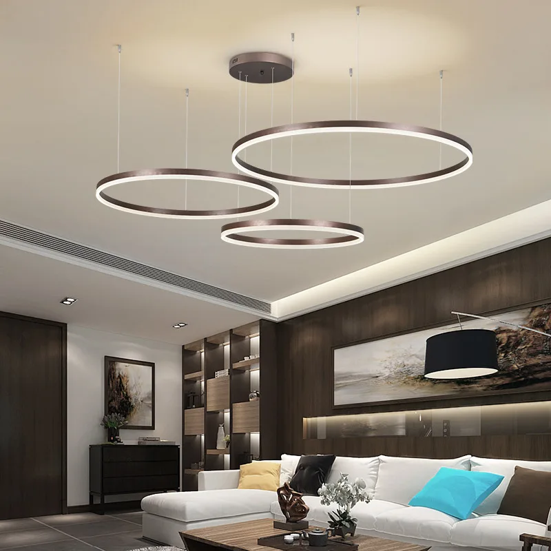 

Nordic simple modern living room dining room study personality circle acrylic chandelier creative lighting engineering lamp