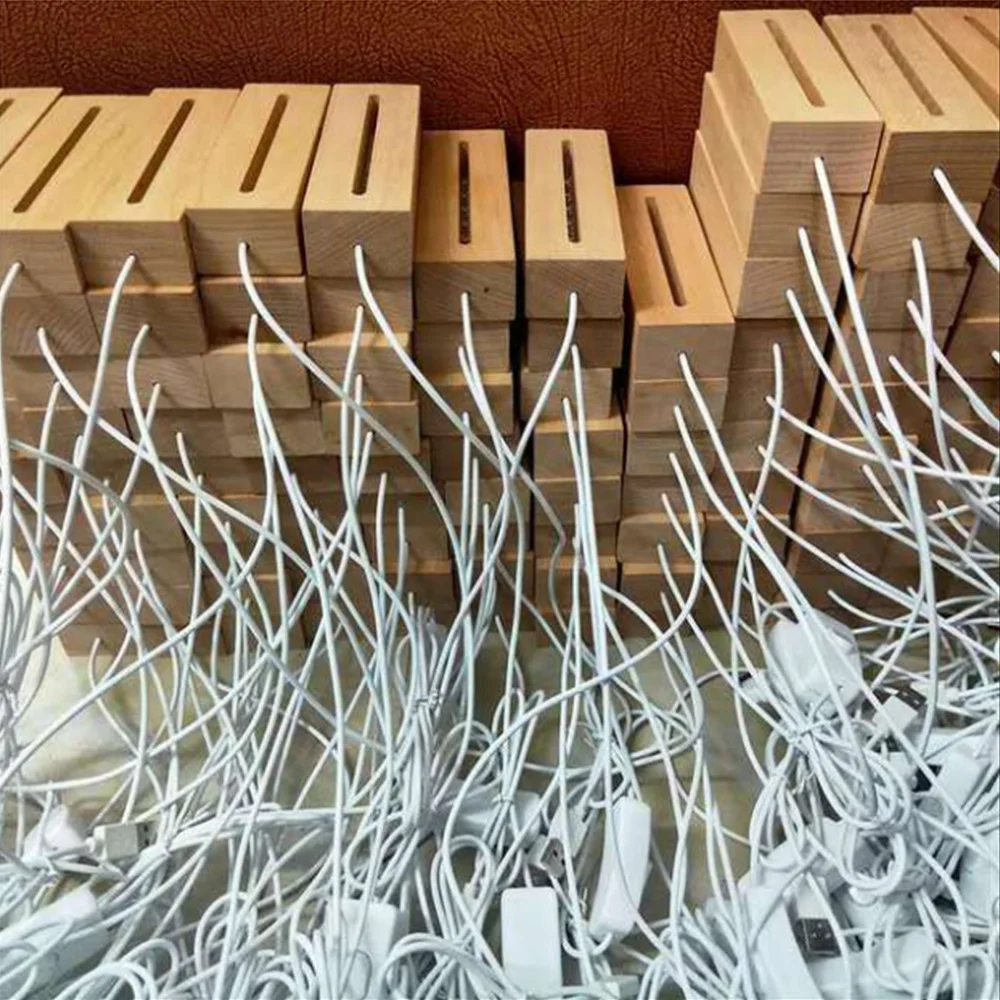 Деревянная 3D подставка светодиодный лампы светодиодная настольная для ночного