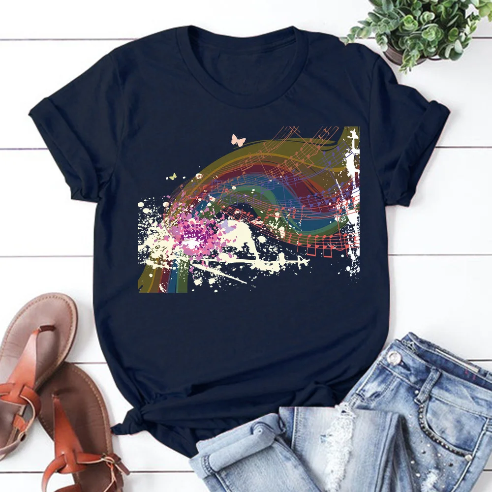 

Music T Shirt Women Summer Casual Tshirts Tees Harajuku Korean Style Graphic Tops 2021 Kawaii Female T-shirt TX8357