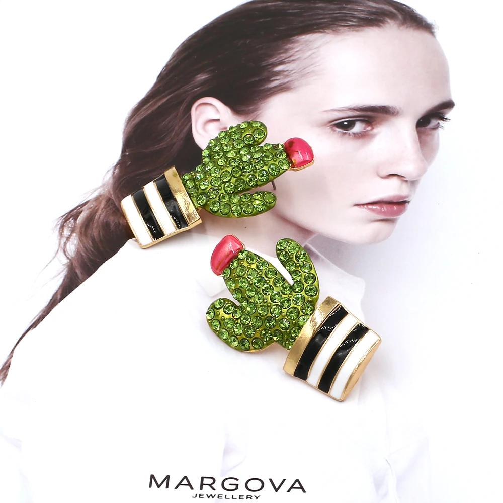 Vodeshanliwen Fashion Cactus Annulus Earrings 2019 New Designs Rhinestone Stud For Women Party Accessory | Украшения и аксессуары