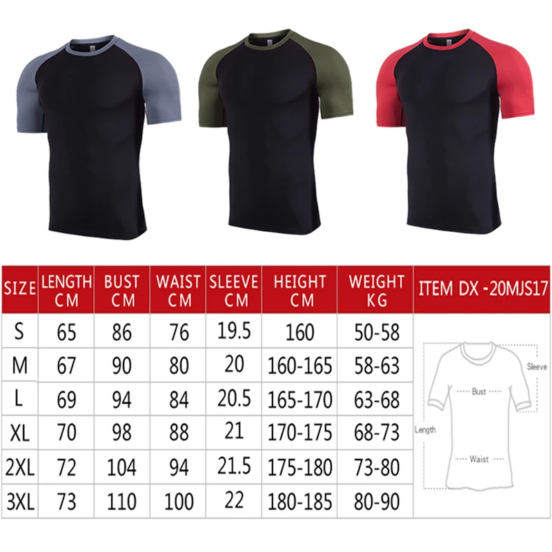 

New Compression Shirt Men Fitness Gym Shirt Sport Running T-shirt Men Tops Tee Quick Dry Short Sleeve T-shirt for Men