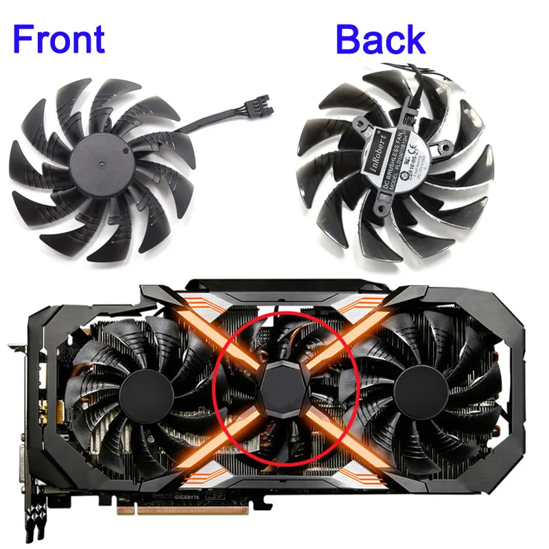Middle Fan 95 мм T129215BU DC 12 В 0.50AMP PLD10015B12H для GIGAYTE AORUS GeForce GTX 1080 Ti Xtreme Edition 11G Вентилятор Охлаждения видеокарты - Цвет лезвия: Middle Fan
