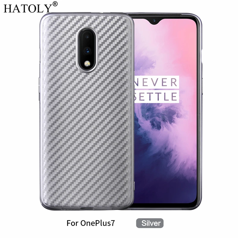 Чехол HATOLY для Oneplus 7 Ультратонкий Мягкий ТПУ/углеродное волокно задняя крышка