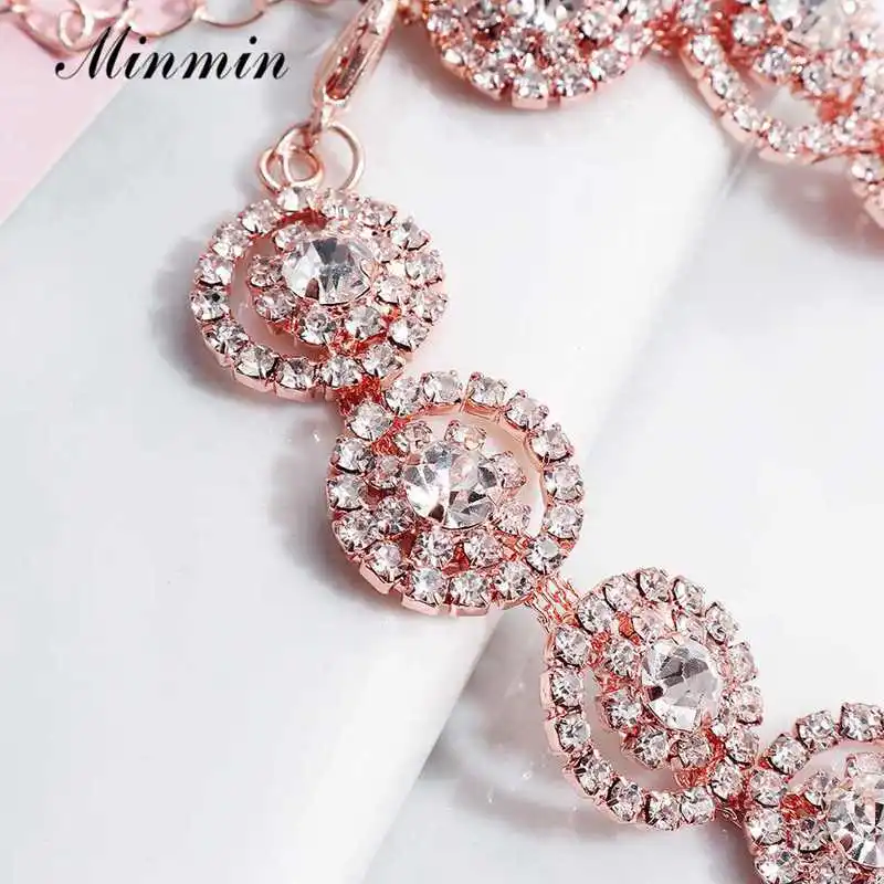 Minmin блестящий браслет из розового золота с маленькими полыми цветами Модный