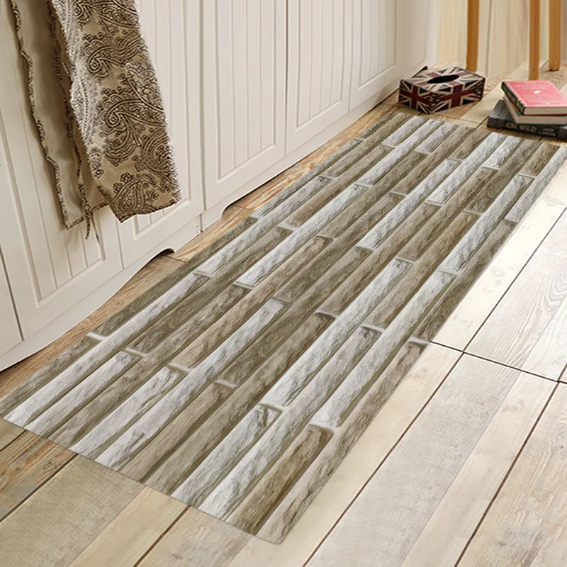 Brown wood bars 5 Brown wood bars Flannery printing Anti-Slip absorbent home mat - Цвет: Brown wood bars 5