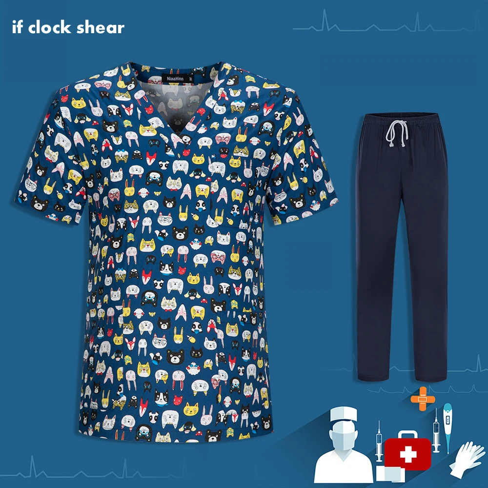 

Высококачественные дышащие скрабы для медсестер и аптек с мультяшным принтом