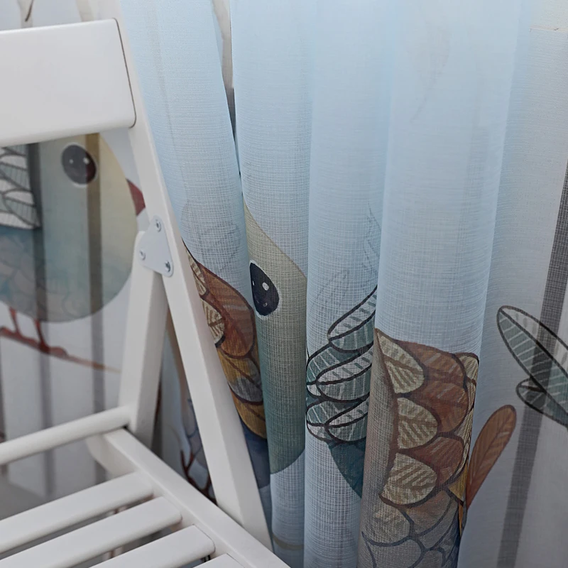 Тюлевые шторы с принтом птиц в американском стиле занавески для гостиной спальни