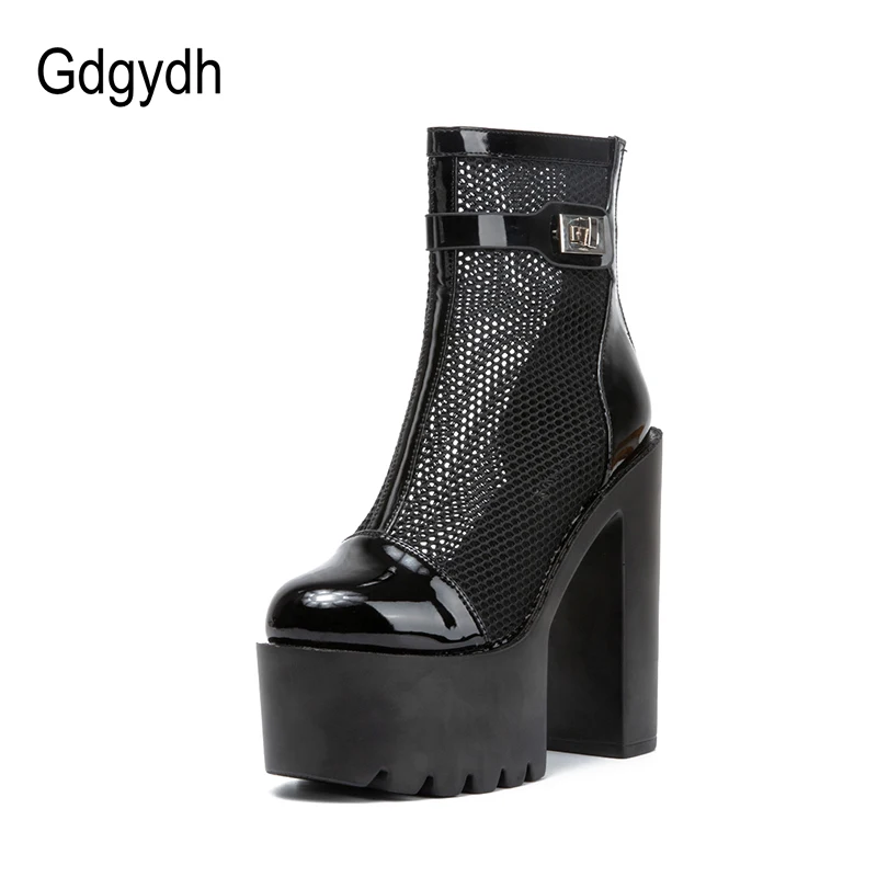 Gdgydh Air Mesh Sexy High Heels Boots Women Fetish Model Shoes White Wedding Bride Platform Zipper Black Punk Gothic | Обувь