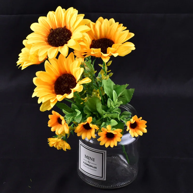 Новое моделирование маленький Подсолнух букет украшение дома искусственный