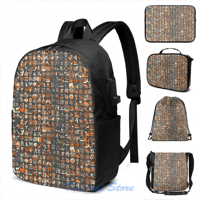 Рюкзак для мужчин и женщин с USB-зарядкой принтом | Багаж сумки