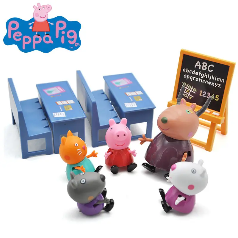 Оригинальная игрушка Peppa, Свинка Джордж, фигурки, кукла Peppa, друзья, любовь, обучение, классная сцена, развивающие игрушки, Детский Рождественский подарок