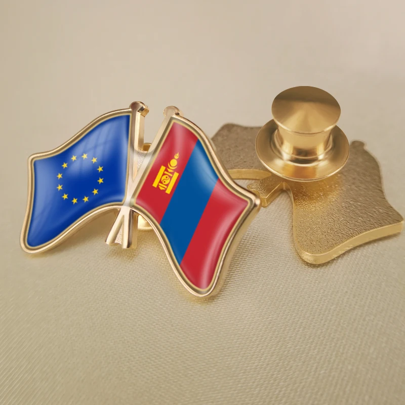 Европейский союз и Монголия перекрестные двойные искусственные броши | Броши