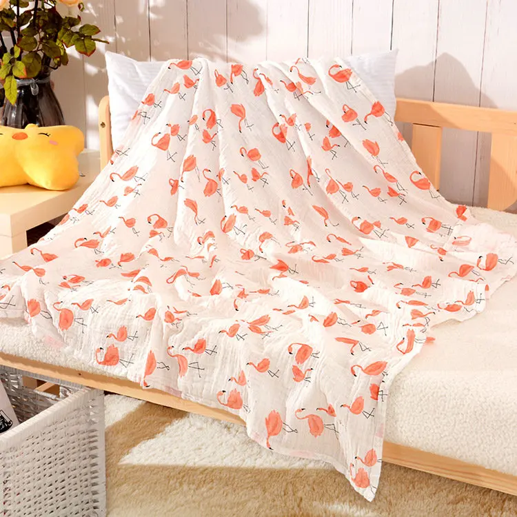 4 2pcs/set Newborn Baby Blanket Cotton Bamboo Blanket Cartoon Patterns Multi-use Infant Towel Baby Muslin Swaddle Wrap - Цвет: 4