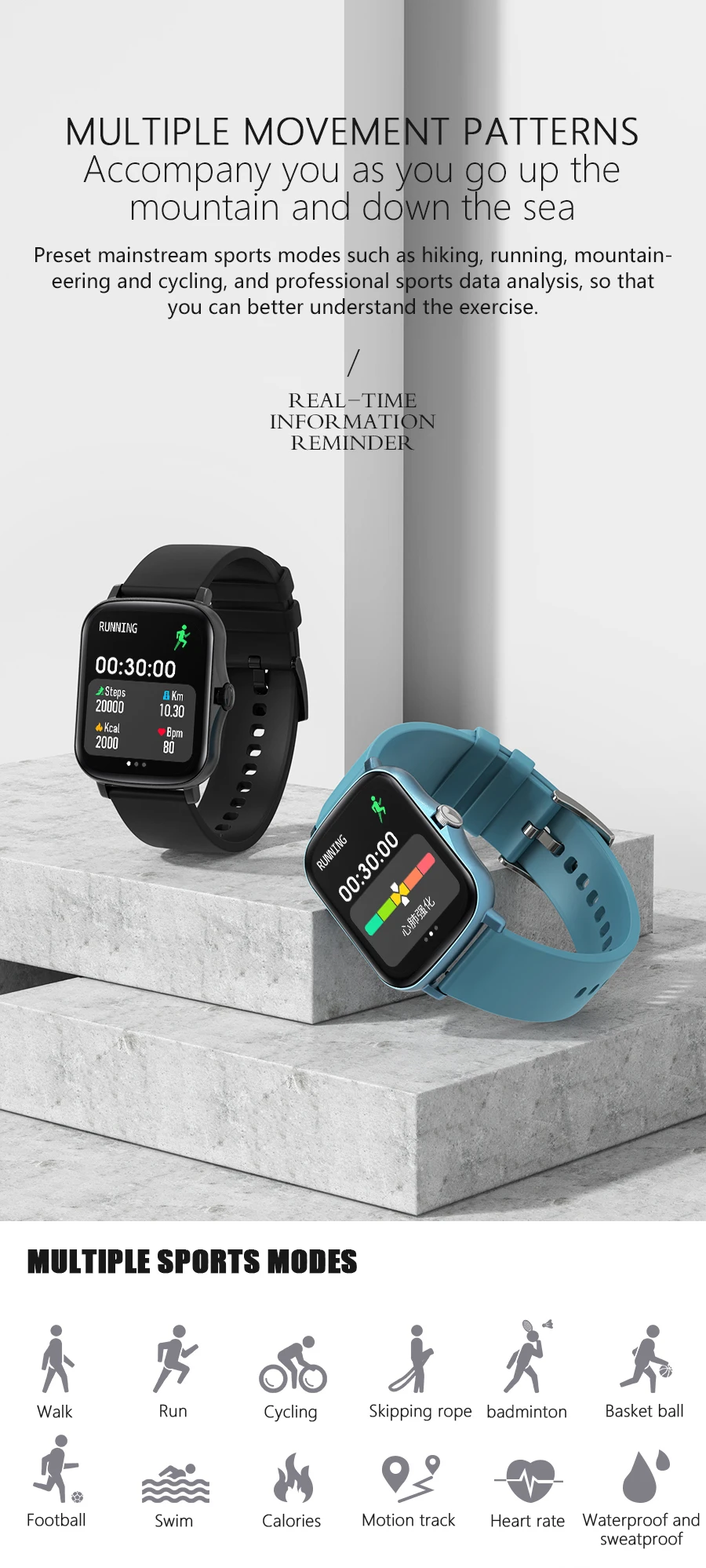 kusdo 2021 new fashion smart watch men women waterproof smartwatch sport fitness bracelet tracker band gts 2 for apple android free global shipping