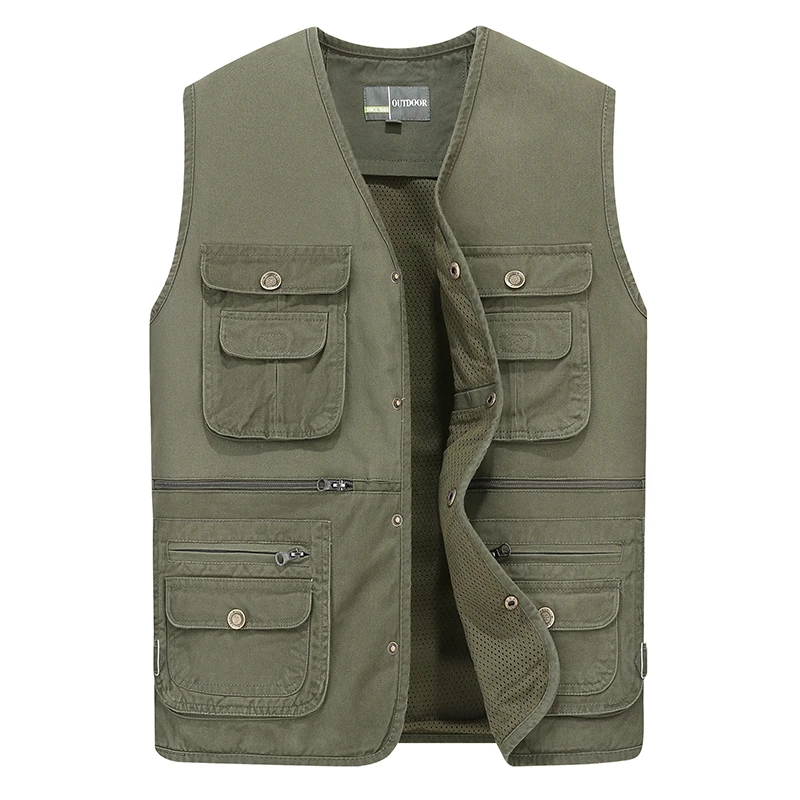 

Cotton Varsity Vest With Many Pockets For Men Spring Summer Casual Tool 4 Colors Sleeveless Jacket Male Multi Pocket Waistcoat