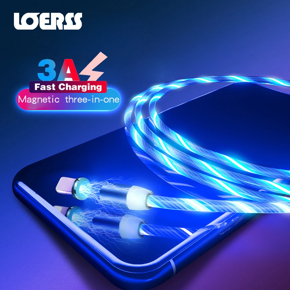 Светодиодный светящийся зарядный кабель USB type C Micro 8 контактный для зарядки iPhone X XR