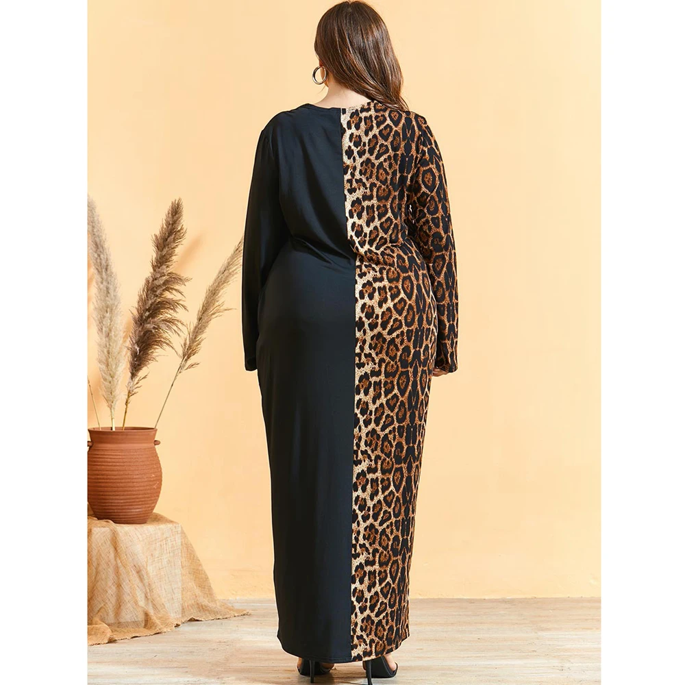 

Fashion Leopard Print Abaya Kaftan Dubai Jilbab Muslim Women Long Maxi Dress Islamic Clothing Arab Robe Turkish Caftan Ramadan