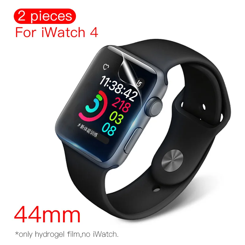PZOZ для наручных часов iWatch, 4 3 гидрогель пленка полный Экран протектор Стекло для наручных часов Apple Watch, на возраст 1, 2, 3, 4, закаленная пленка HD с изогнутым краем и Стекло, 38, 42 мм, версия - Цвет: 44mm For iWatch 4