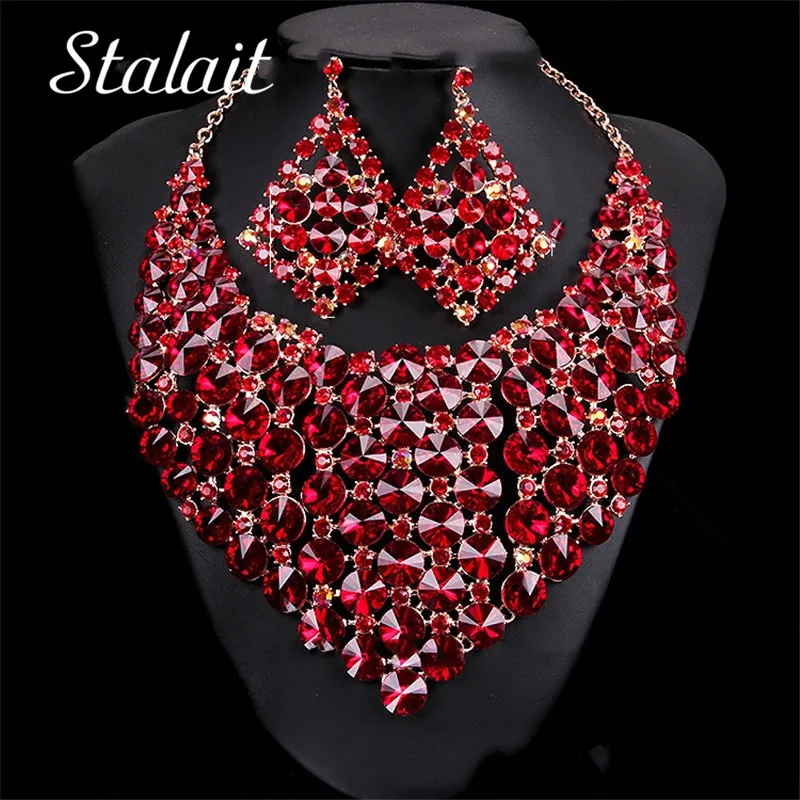 Женский свадебный подарочный набор ювелирных изделий с гранатом ожерелье