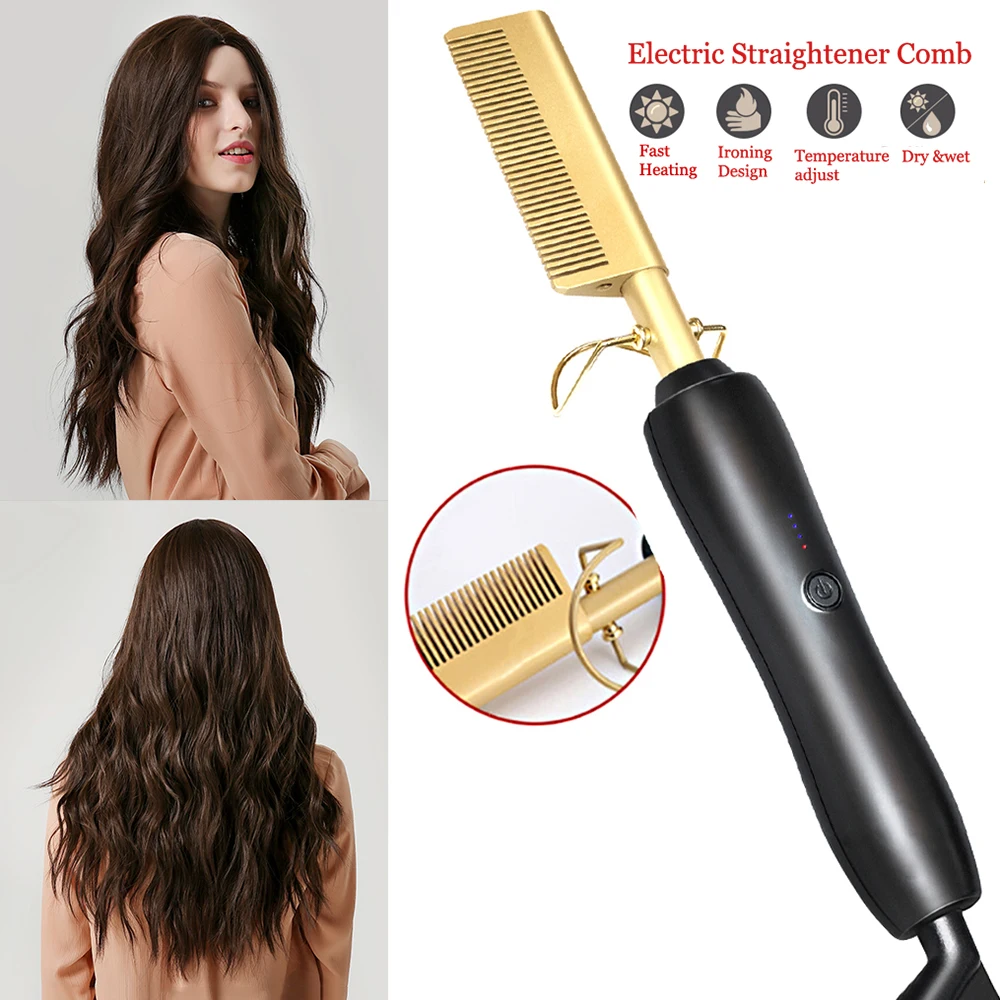 

Hair Curler Straightener Flat Irons Hot Comb Electric Hair Curls Iron Titanium Alloy Hair Curler Brush Environmentally Friendly