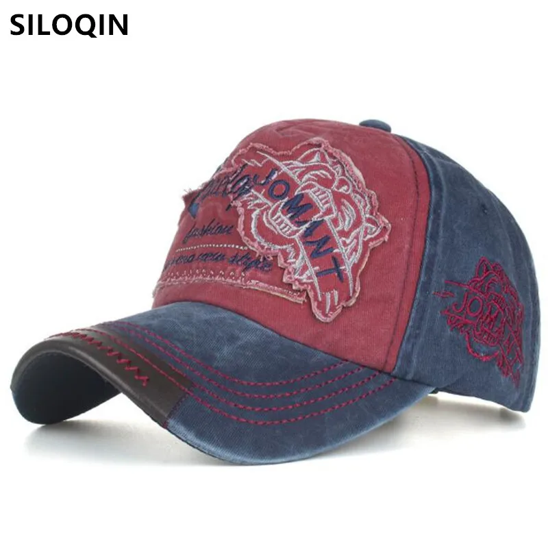 

SILOQIN Men Women Washed Cotton Patch Baseball Caps Adjustable Size NEW Bone Ponytail Distressed Retro Sports Cap Snapback Cap