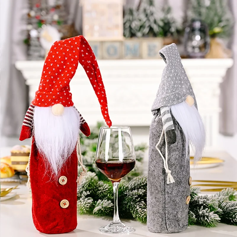 

Рождественская Крышка для винной бутылки, гном, без лица, рождественские украшения для дома, подарок 2022, обеденный стол, Рождественское укра...