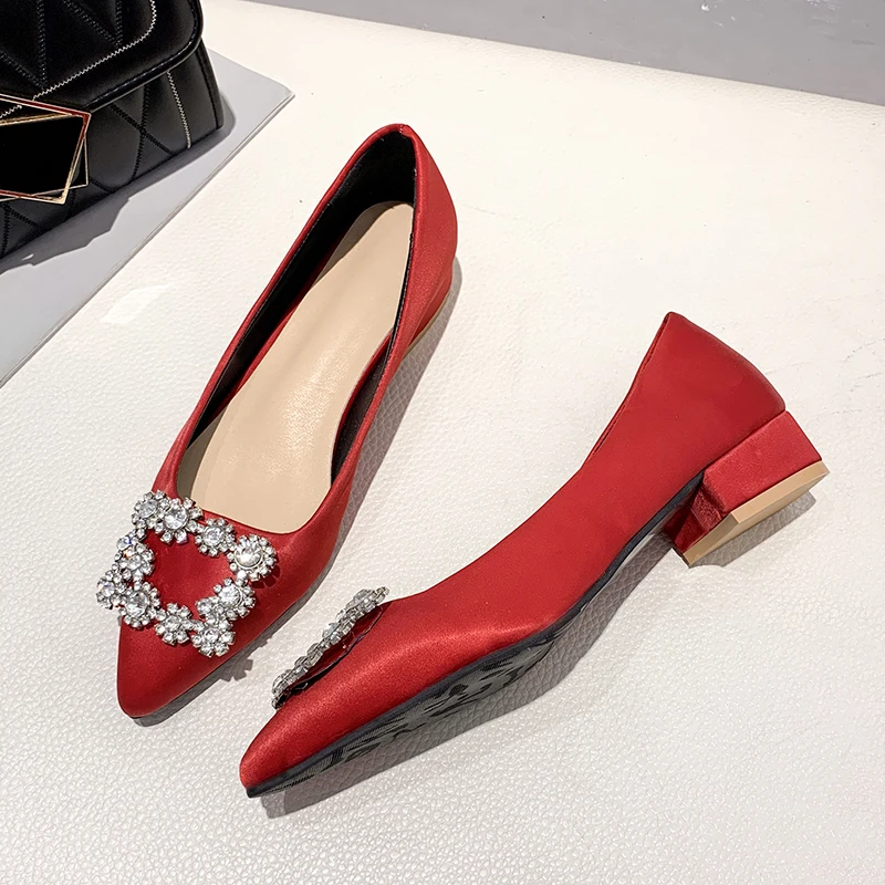 Элегантные женские туфли-лодочки 2020 шелковые туфли на квадратном каблуке черные