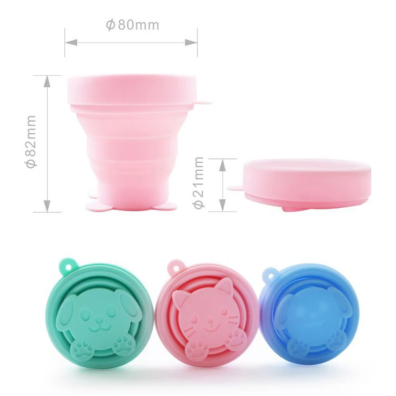 170 мл Складная силиконовая чашка с крышкой для путешествий кемпинга