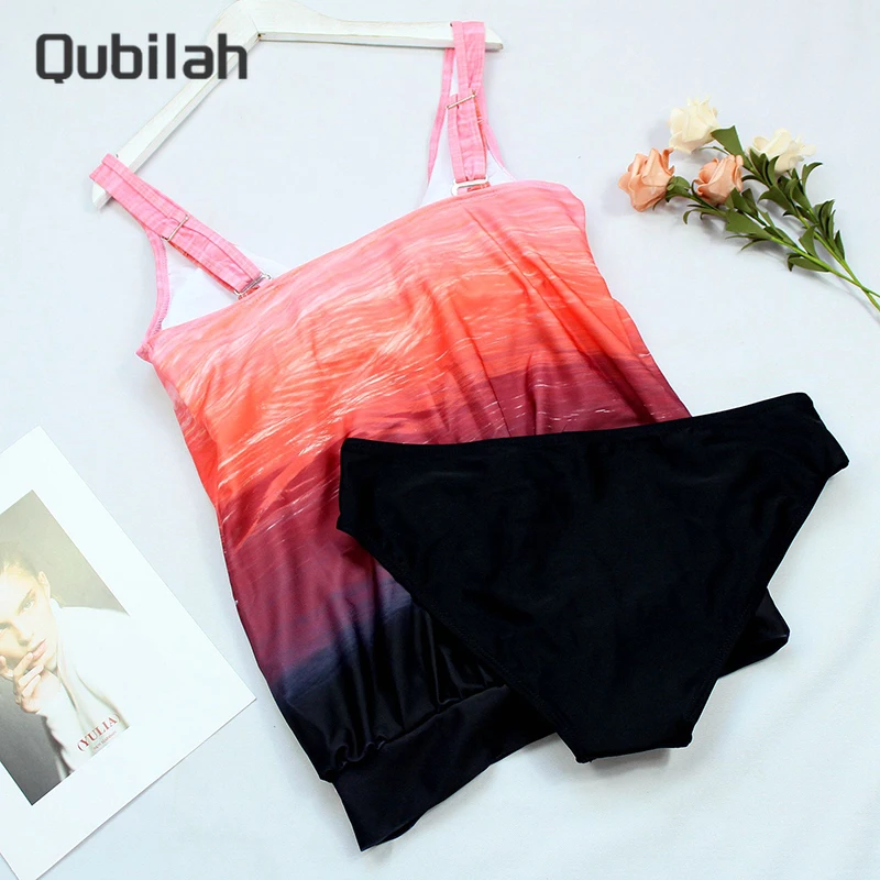 

Women Plus Size Swimwear High Waist Bikini Gradient Color Swimsuit 2Piece Sets Bathing Suit Push Up Bikini Set Beachwear Biquini