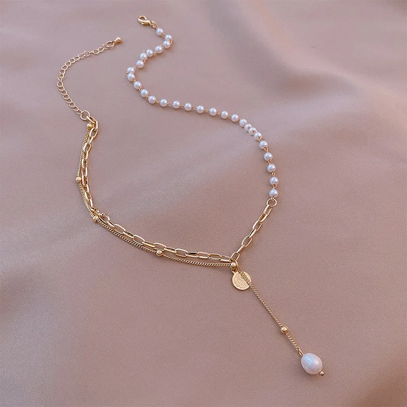 

Trendy Multilayered Coin Pearl Necklace For Women Fashion Sun Star Gold Pearl Choker Necklaces 2021 Trend Jewelry Gift