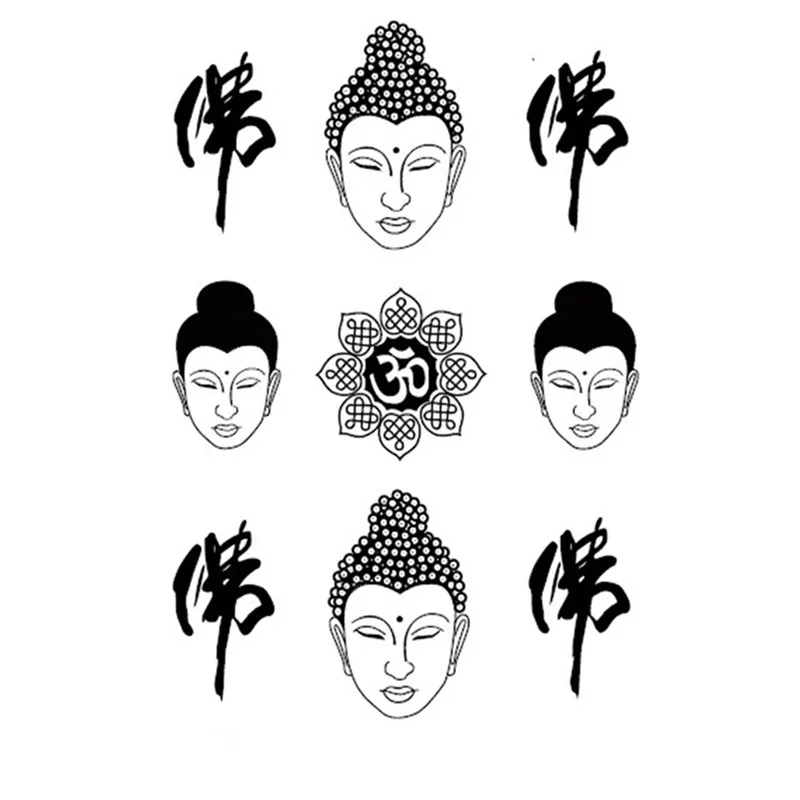 Черная водостойкая тату-наклейка Будда на санскрит для мужчин и женщин взрослых