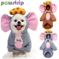 winter warm dog hoodies cute mouse cosplay costume for small medium dogs cats fleece costume coat chihuahua pug pet clothing