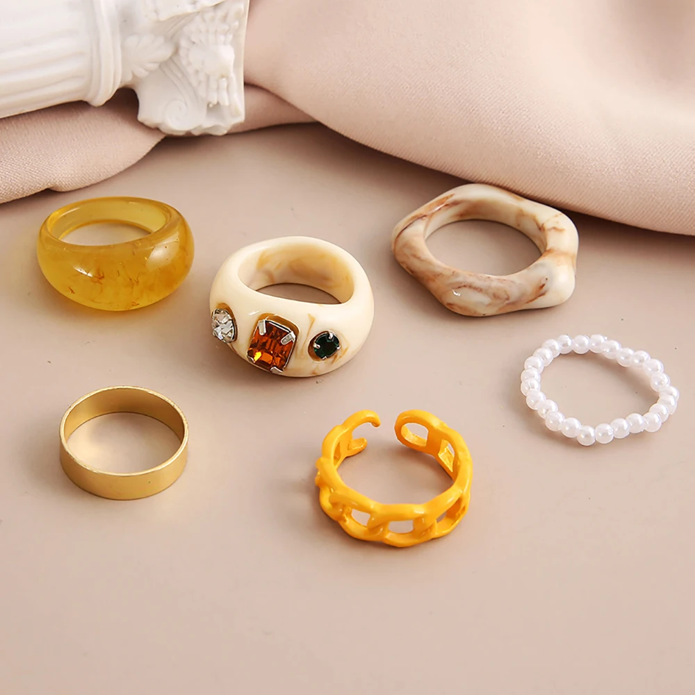 Набор кольца Инь-Ян для женщин и пар набор винтажных украшений из акриловой смолы