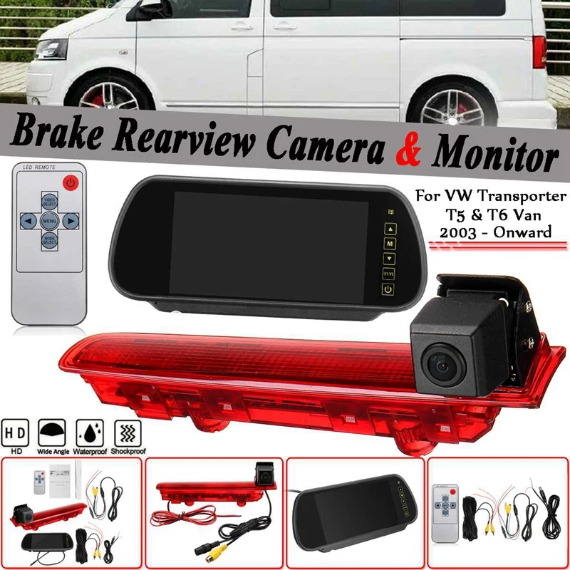 Автомобильная Hd камера заднего вида запасная тормозной Свет монтажный монитор